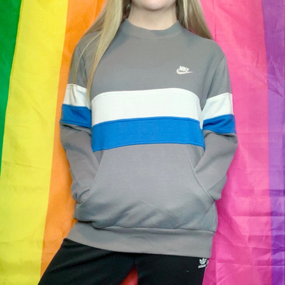 vintage 80s blue tag nike striped sweatshirt
